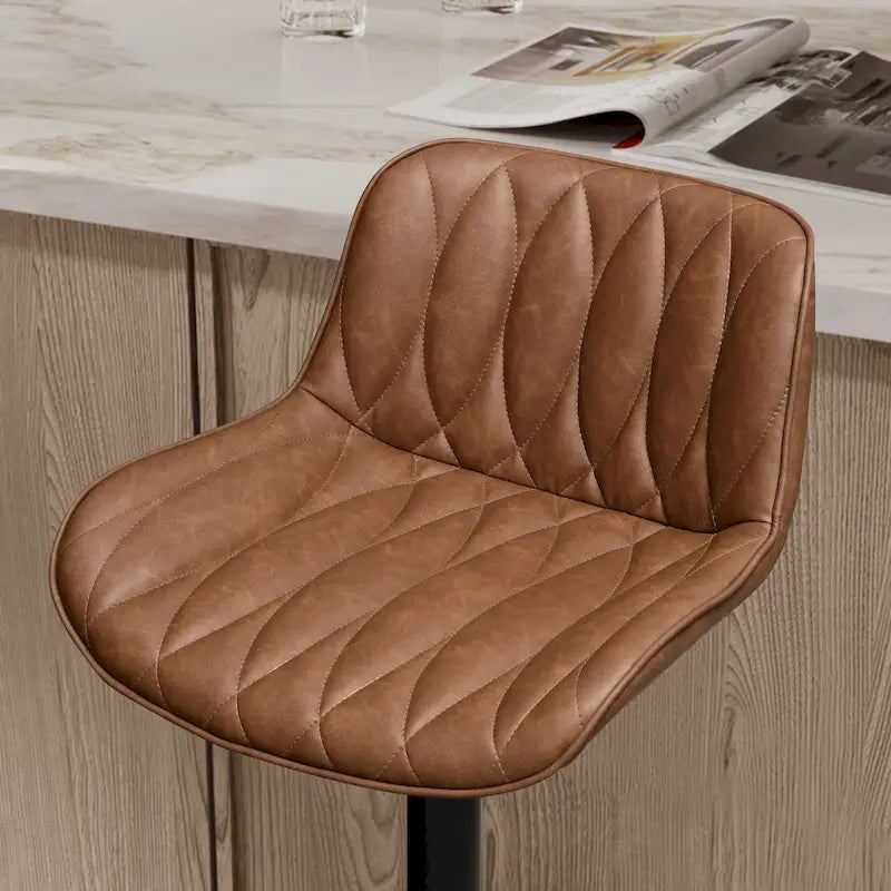 Tabouret de bar pivotant et réglable en cuir PU (Lot de 2)