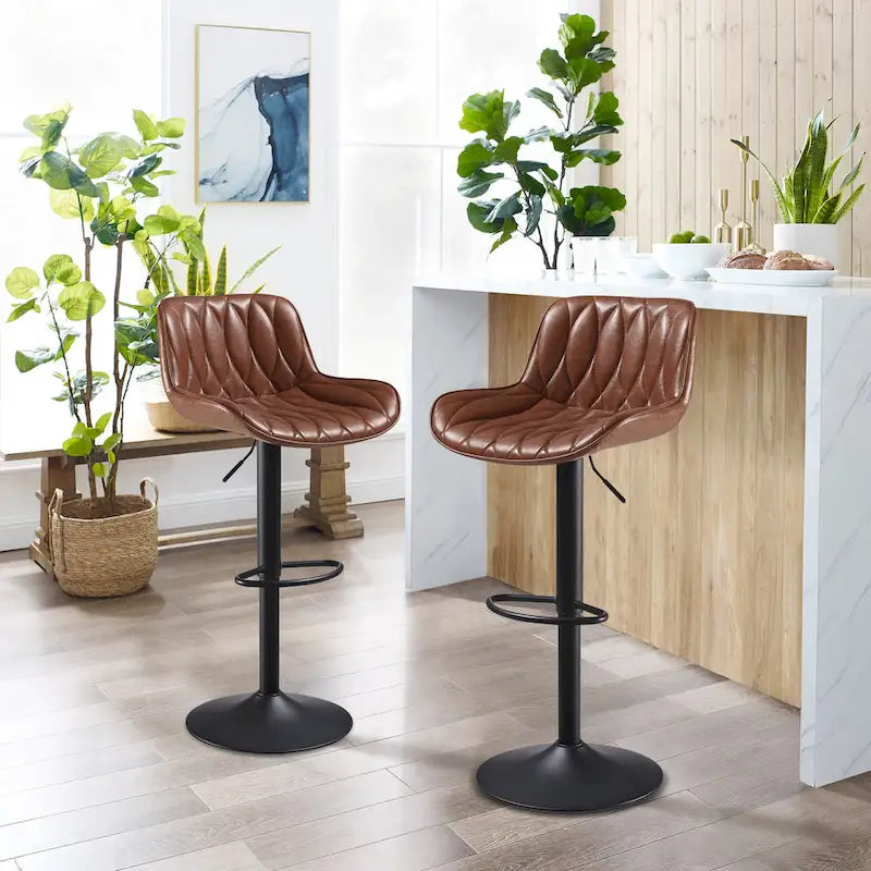 Tabouret de bar pivotant et réglable en cuir PU (Lot de 2)