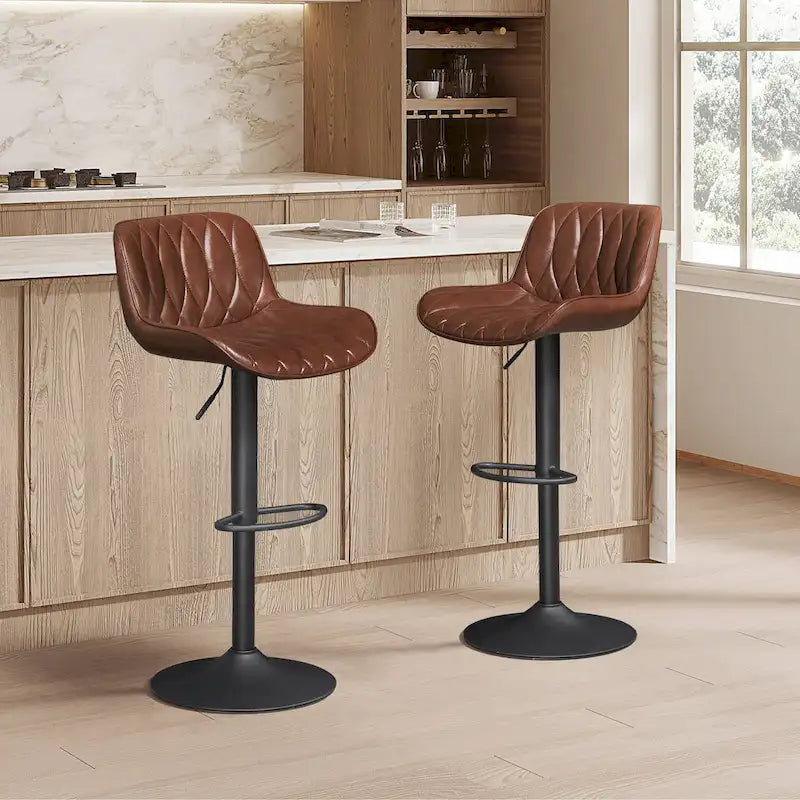 Tabouret de bar pivotant et réglable en cuir PU (Lot de 2)