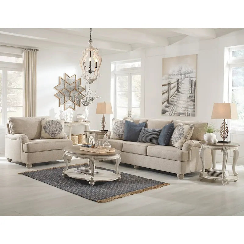 Table d'appoint demi-lune – Blanc/Marron