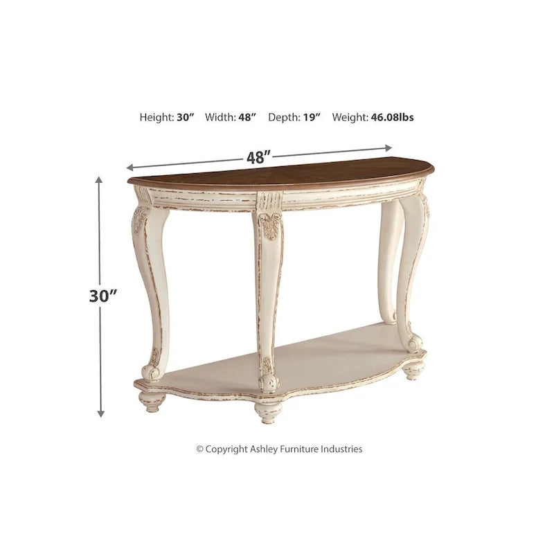 Table d'appoint demi-lune – Blanc/Marron
