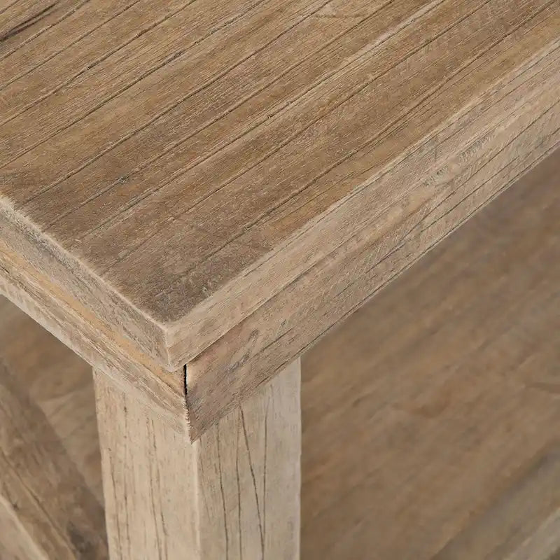 Table d'appoint avec piètement croisé en bois de mindi naturel vieilli