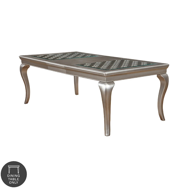 Table à manger extensible avec plateau en verre de 84 pouces