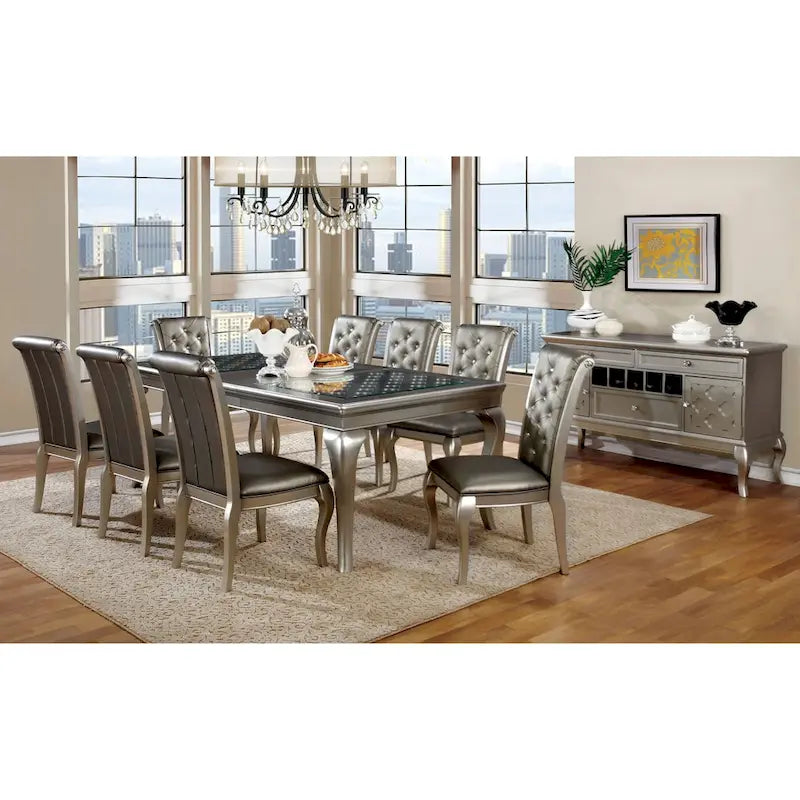 Table à manger extensible avec plateau en verre de 84 pouces