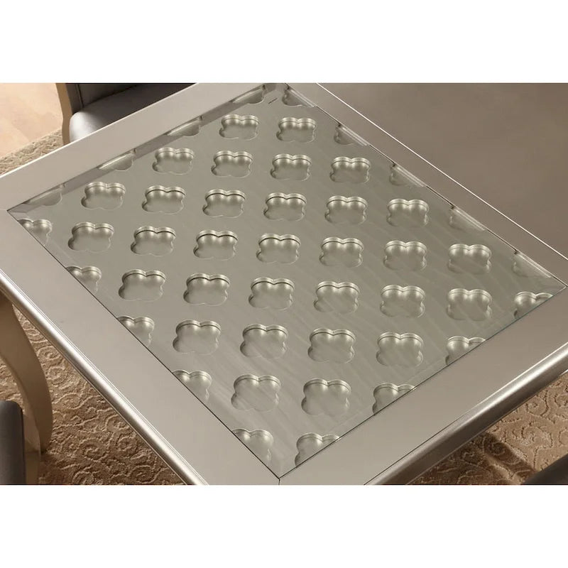 Table à manger extensible avec plateau en verre de 84 pouces
