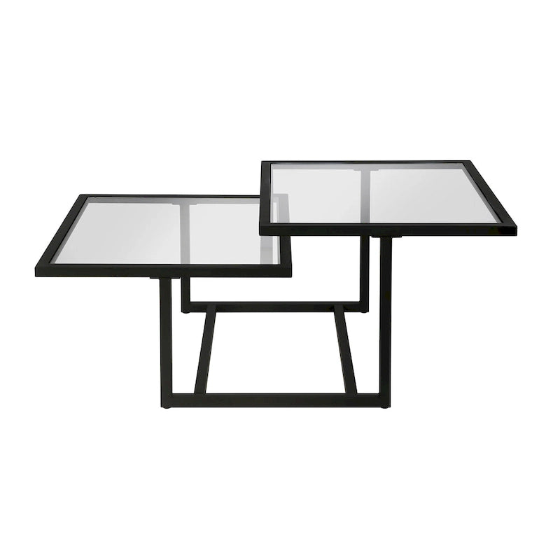 Table basse à deux niveaux avec plateaux en verre trempé
