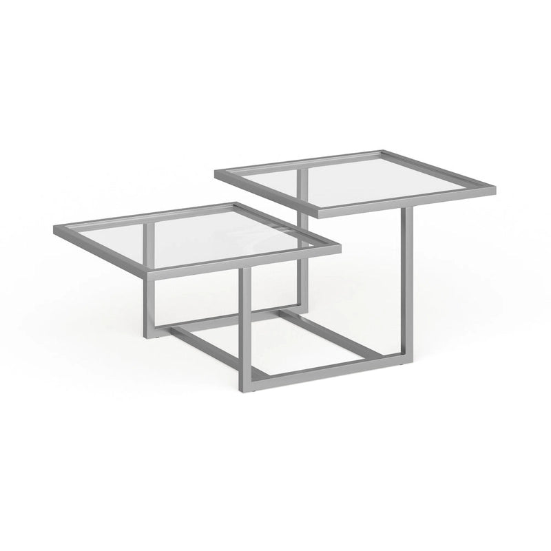 Table basse à deux niveaux avec plateaux en verre trempé