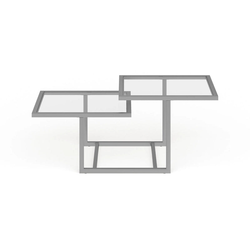 Table basse à deux niveaux avec plateaux en verre trempé