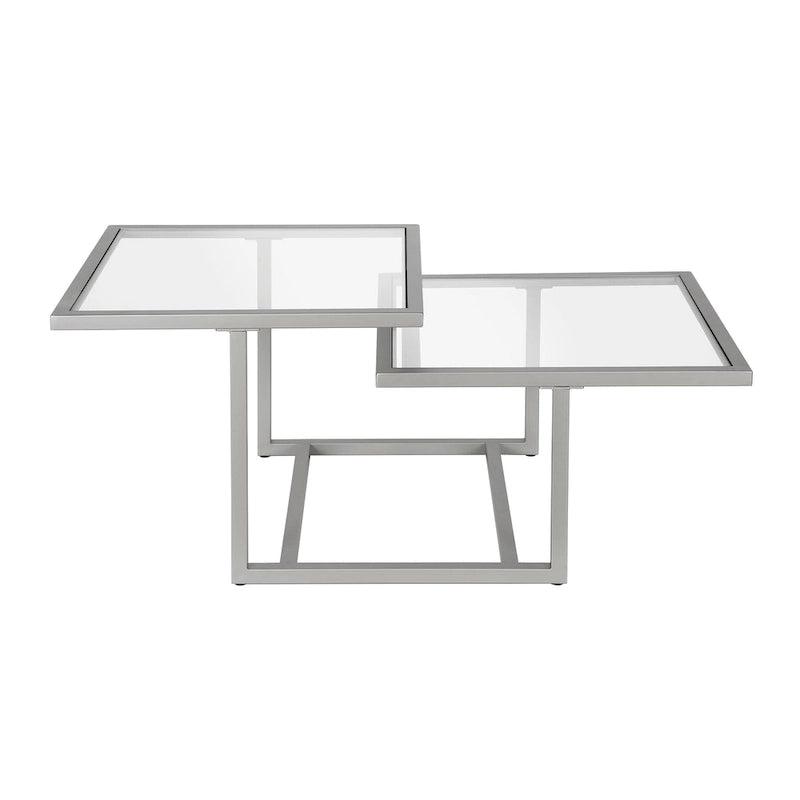 Table basse à deux niveaux avec plateaux en verre trempé