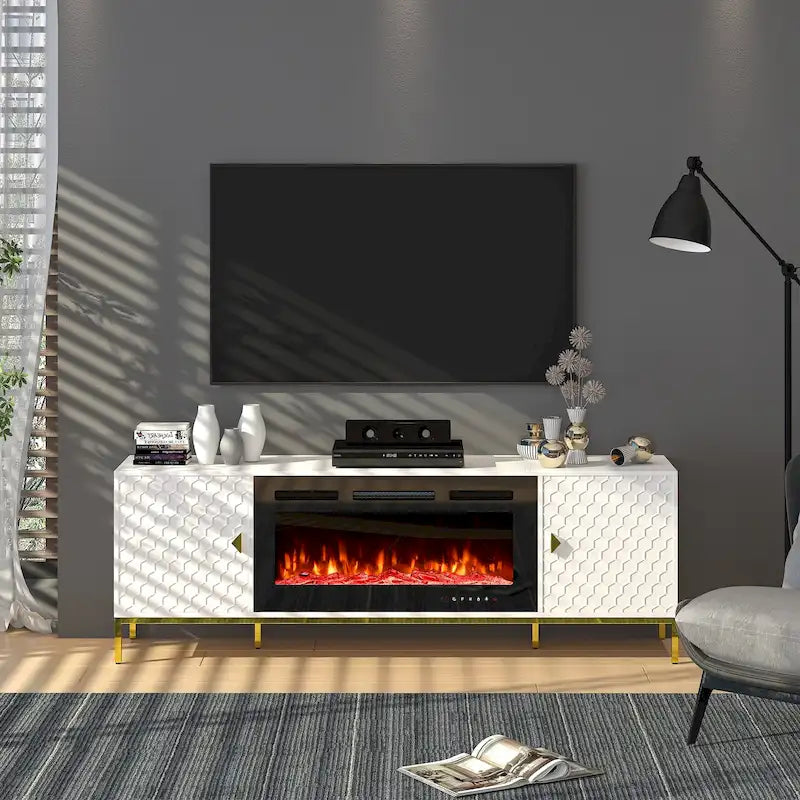 Meuble TV 70 po avec foyer électrique de 36 po