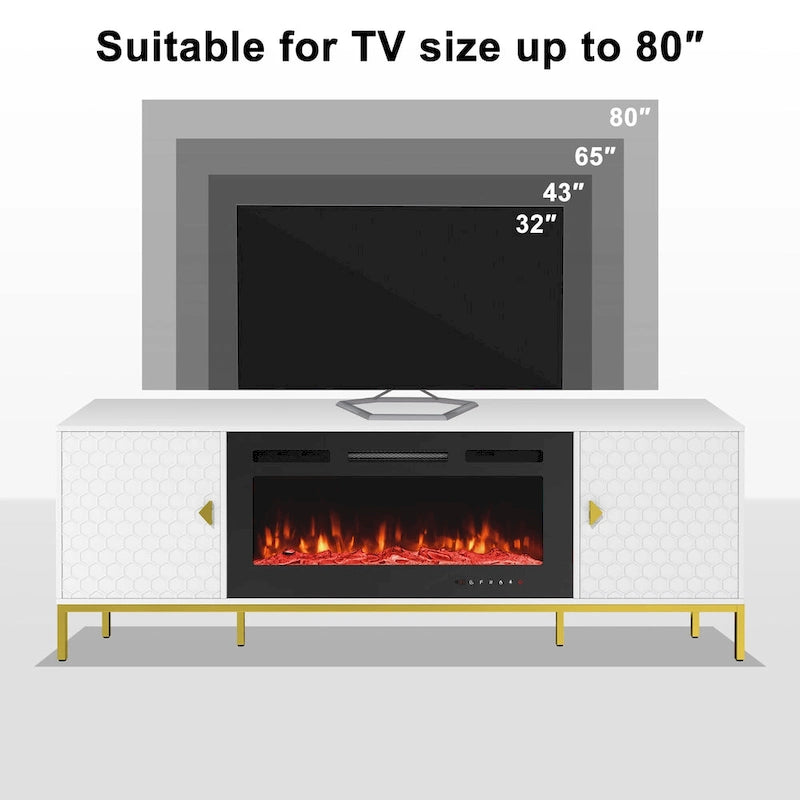 Meuble TV 70 po avec foyer électrique de 36 po