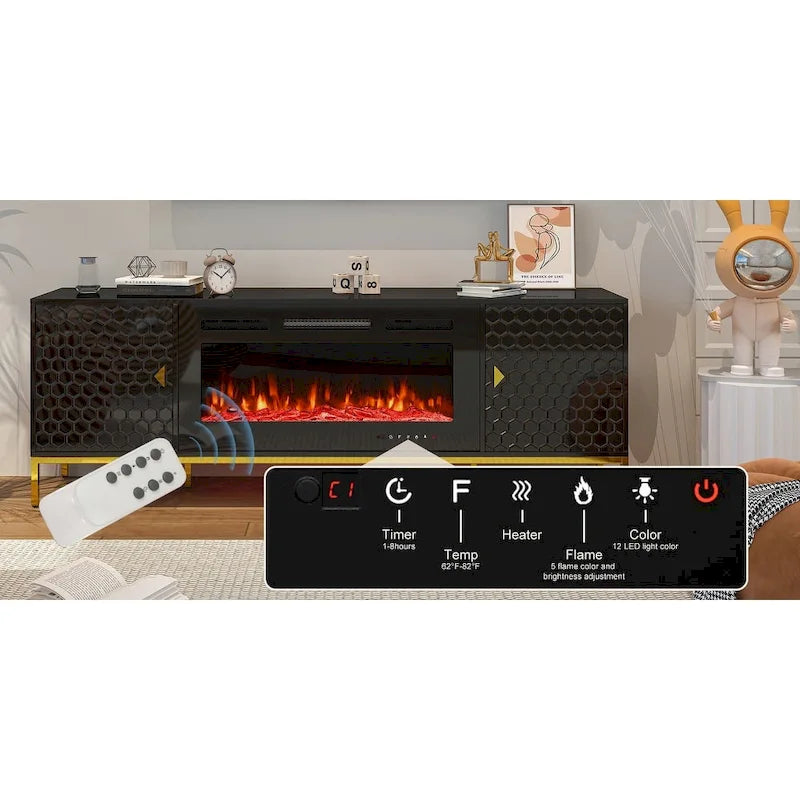 Meuble TV 70 po avec foyer électrique de 36 po