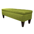 Banc de rangement long capitonné en tissu uni et bois