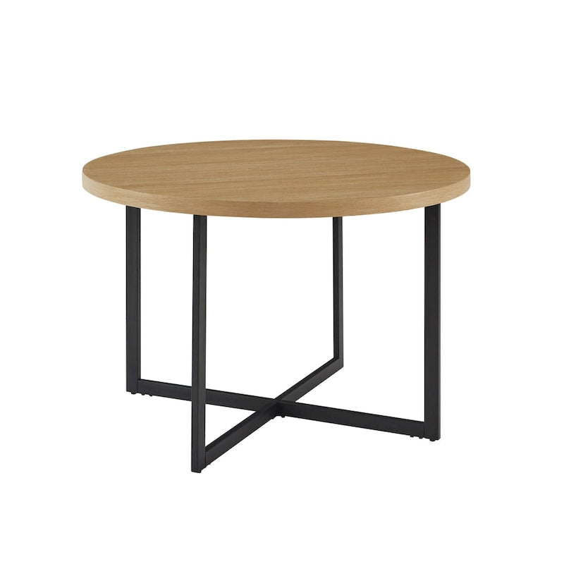 Table à manger ronde avec pieds en métal en X