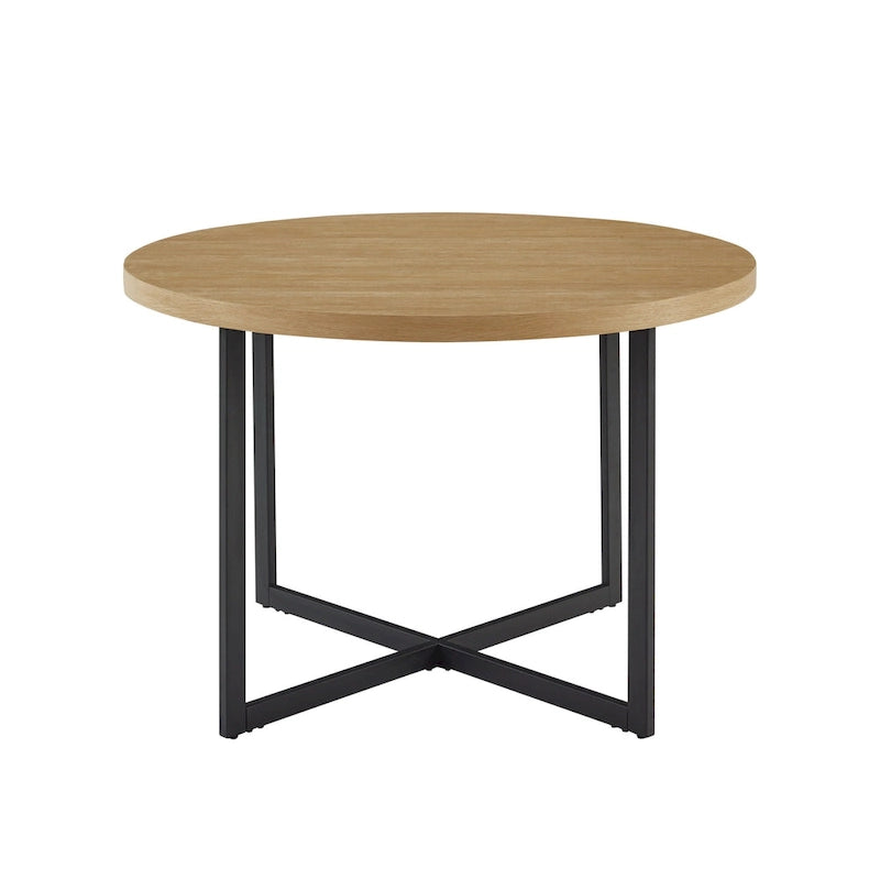 Table à manger ronde avec pieds en métal en X