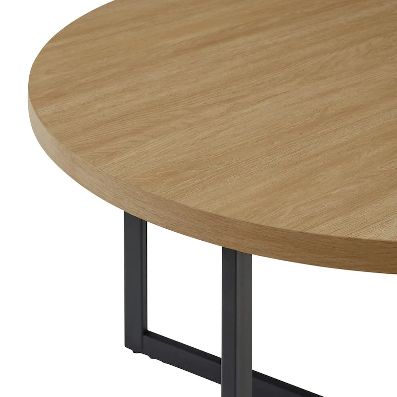 Table à manger ronde avec pieds en métal en X