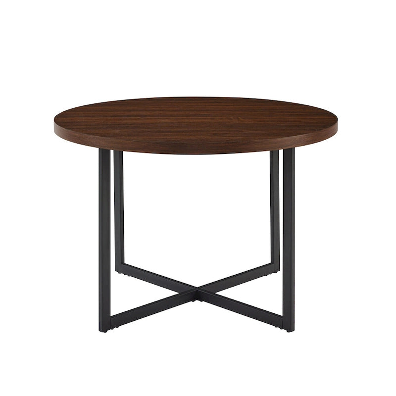 Table à manger ronde avec pieds en métal en X