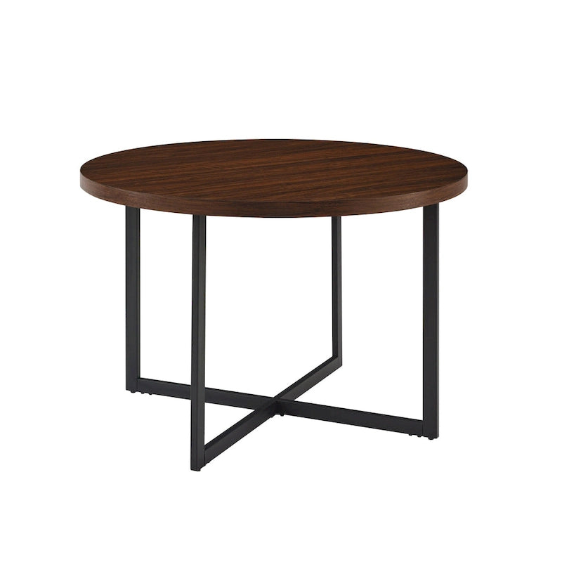 Table à manger ronde avec pieds en métal en X
