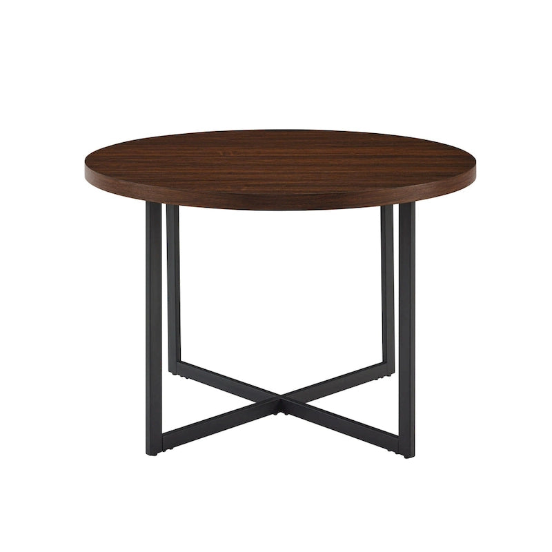 Table à manger ronde avec pieds en métal en X