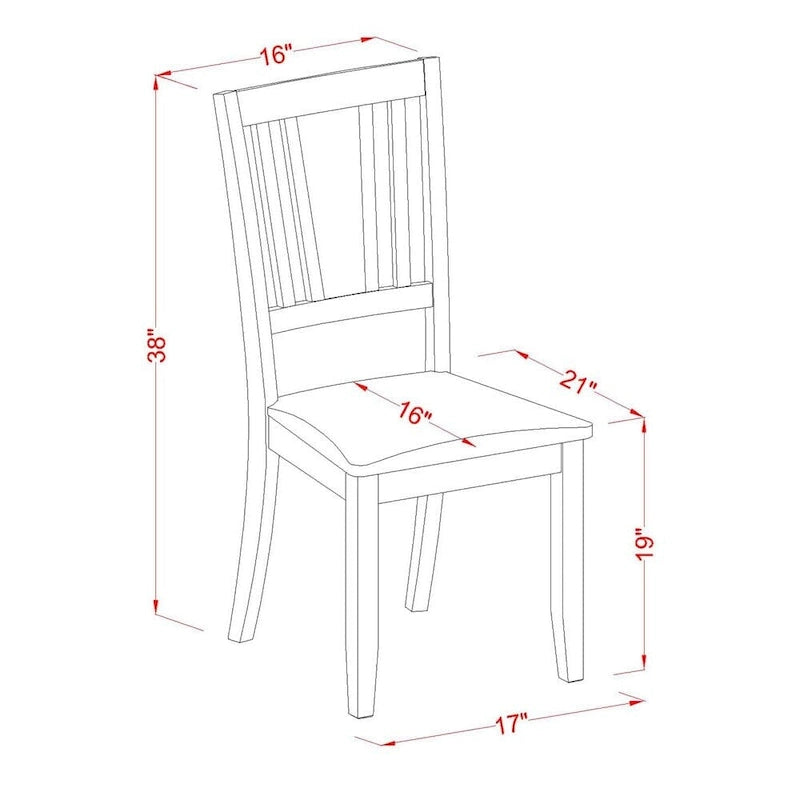 Chaises de salle à manger - Chaises à dossier à lattes, lot de 2, Acajou (Options d'assise)