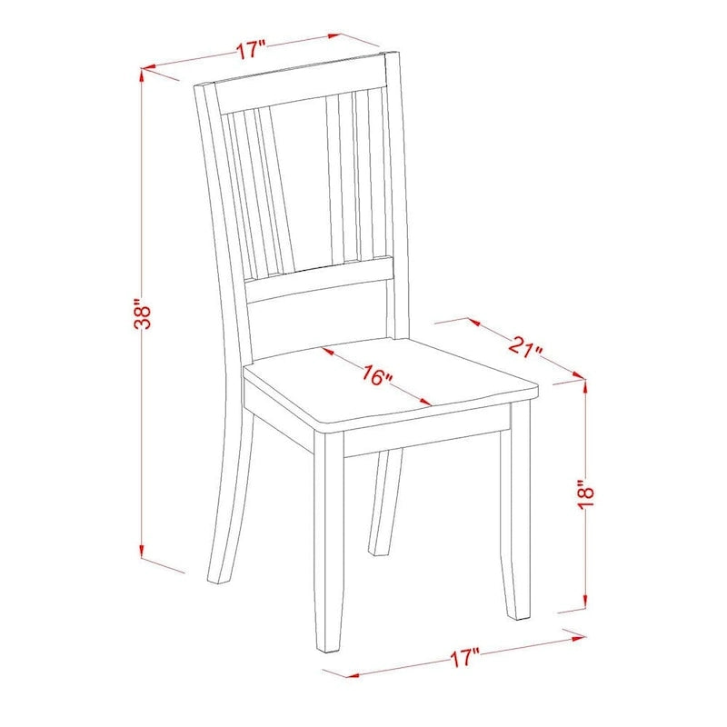 Chaises de salle à manger - Chaises à dossier à lattes, lot de 2, Acajou (Options d'assise)