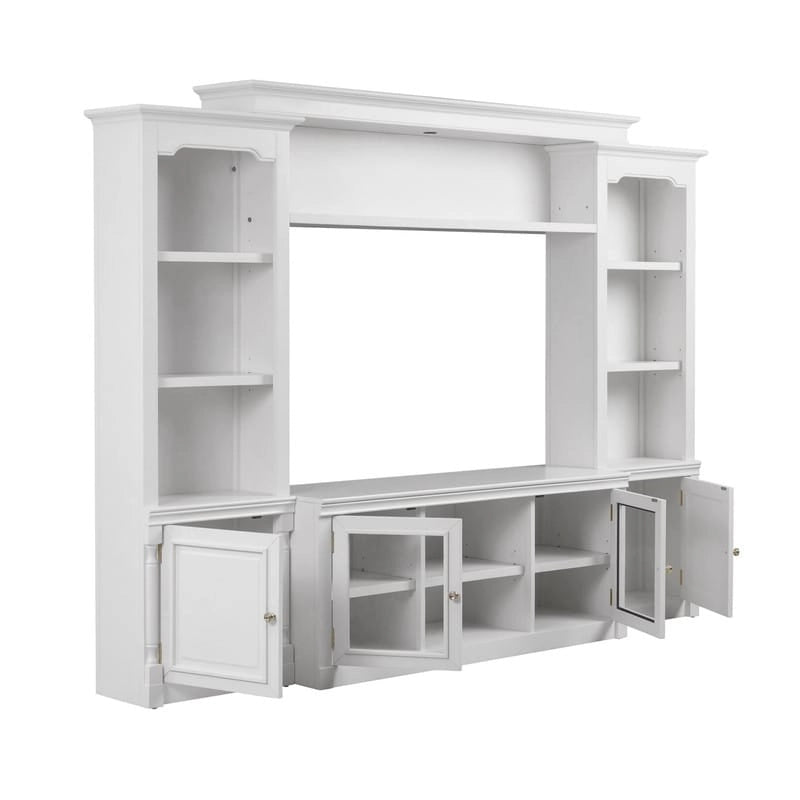 Meuble télé blanc en bois massif