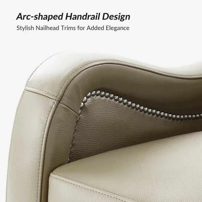 Fauteuil inclinable, pivotant et à bascule en cuir véritable avec clous décoratifs