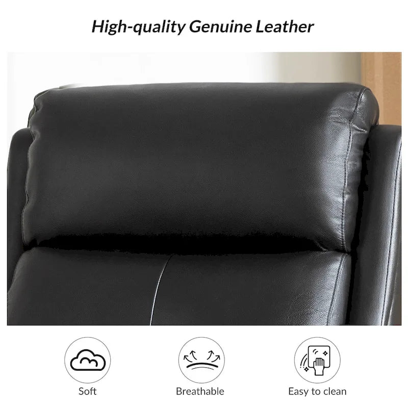 Fauteuil inclinable, pivotant et à bascule en cuir véritable avec clous décoratifs