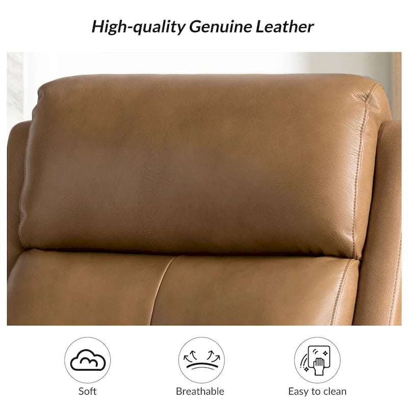 Fauteuil inclinable, pivotant et à bascule en cuir véritable avec clous décoratifs