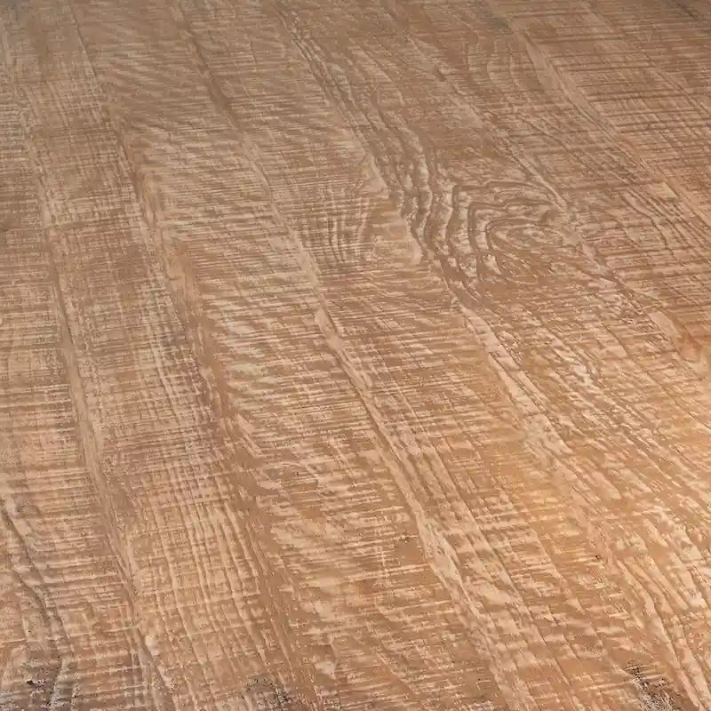 Table de salle à manger ronde de 59 po en pin recyclé naturel vieilli avec piédestal sculpté