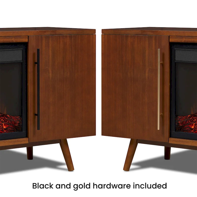 Meuble TV avec cheminée électrique 72 po en érable noir vintage