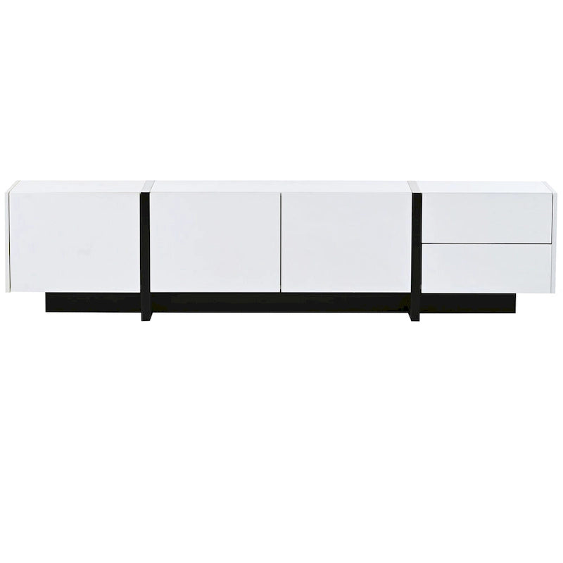 Meuble TV rectangulaire moderne pour téléviseurs jusqu'à 80 po avec surface UV laquée très brillante