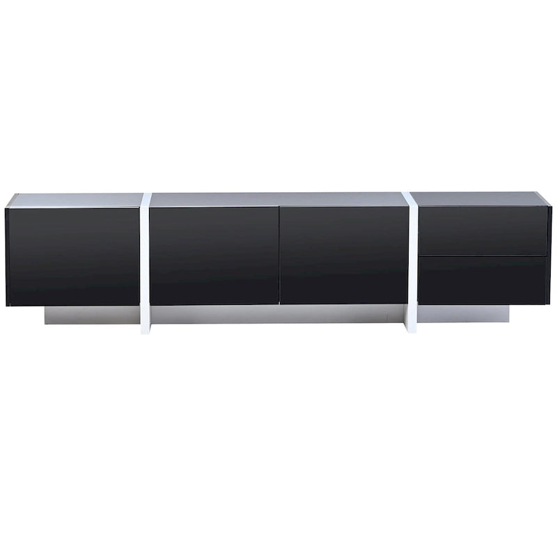 Meuble TV rectangulaire moderne pour téléviseurs jusqu'à 80 po avec surface UV laquée très brillante