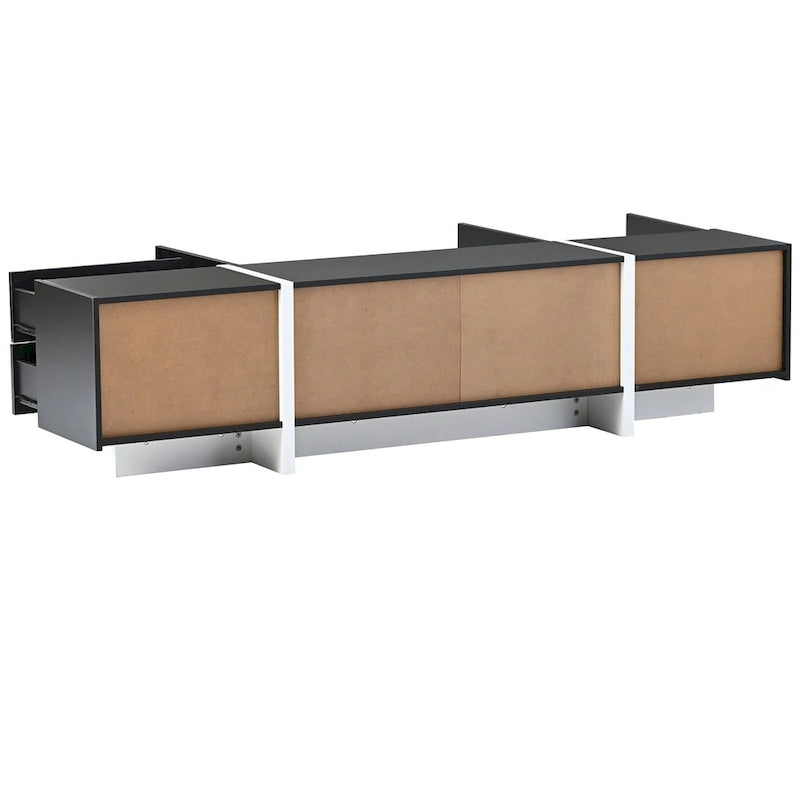 Meuble TV rectangulaire moderne pour téléviseurs jusqu'à 80 po avec surface UV laquée très brillante