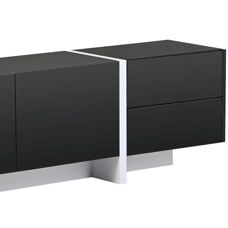 Meuble TV rectangulaire moderne pour téléviseurs jusqu'à 80 po avec surface UV laquée très brillante