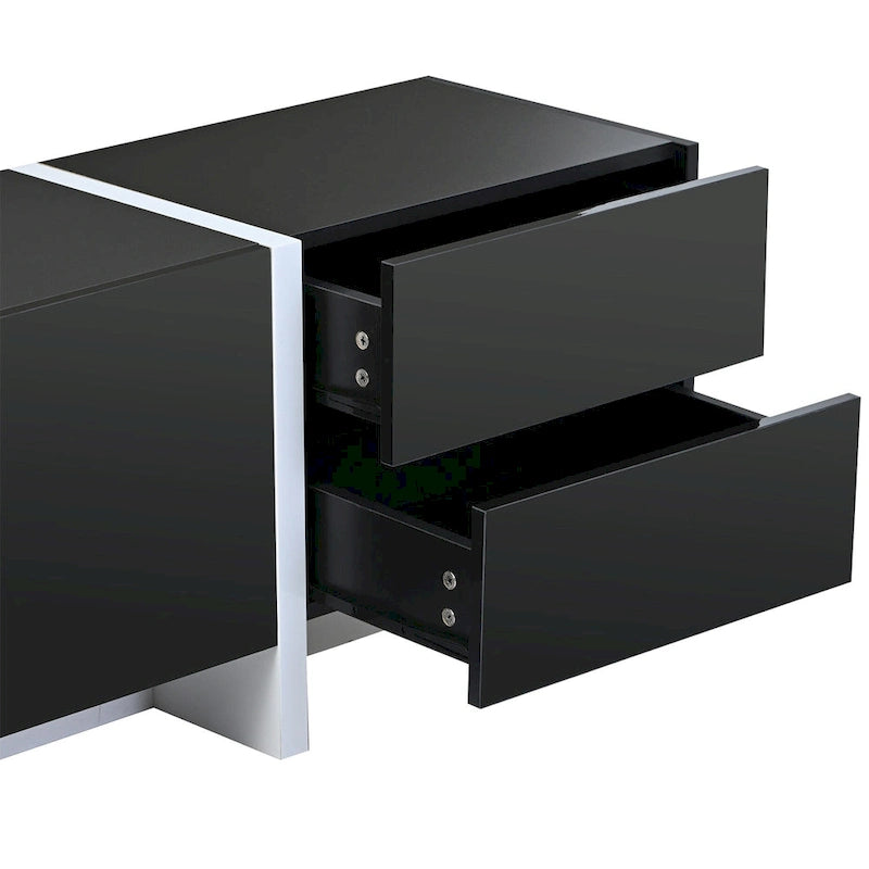 Meuble TV rectangulaire moderne pour téléviseurs jusqu'à 80 po avec surface UV laquée très brillante