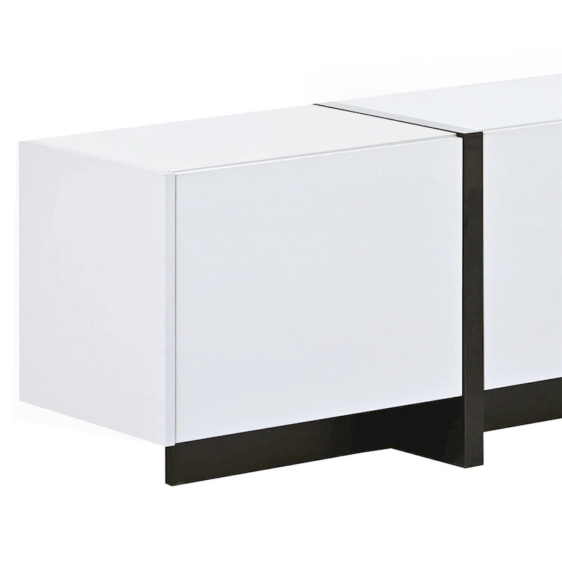 Meuble TV rectangulaire moderne pour téléviseurs jusqu'à 80 po avec surface UV laquée très brillante