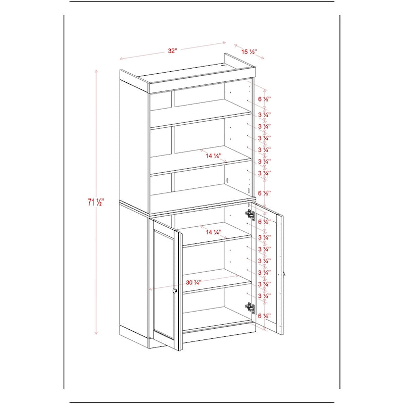 Meuble de rangement de cuisine en bois massif à 100 % avec 2 portes en verre transparent ou en bois massif et organisateur à 2 tiroirs