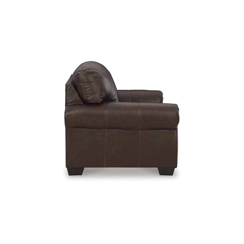 Causeuse à accoudoirs roulés marron foncé – 170 cm L x 102 cm P x 99 cm H