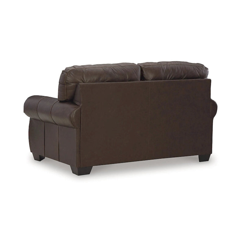 Causeuse à accoudoirs roulés marron foncé – 170 cm L x 102 cm P x 99 cm H