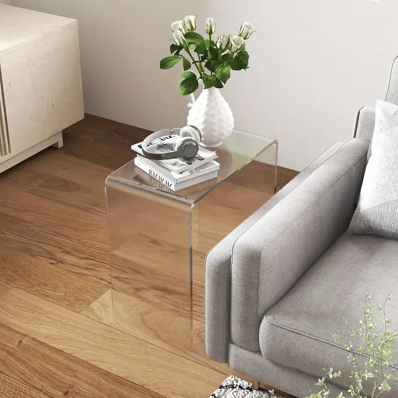 Table basse cascade rectangulaire longue tout en acrylique de 21 po d'épaisseur 15 mm