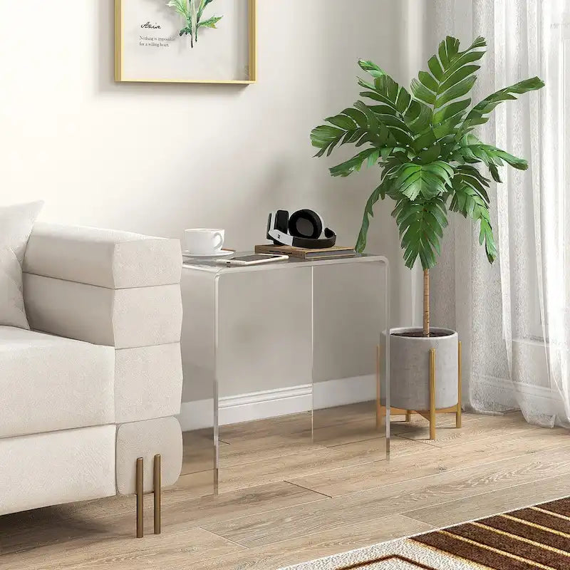 Table basse cascade rectangulaire longue tout en acrylique de 21 po d'épaisseur 15 mm