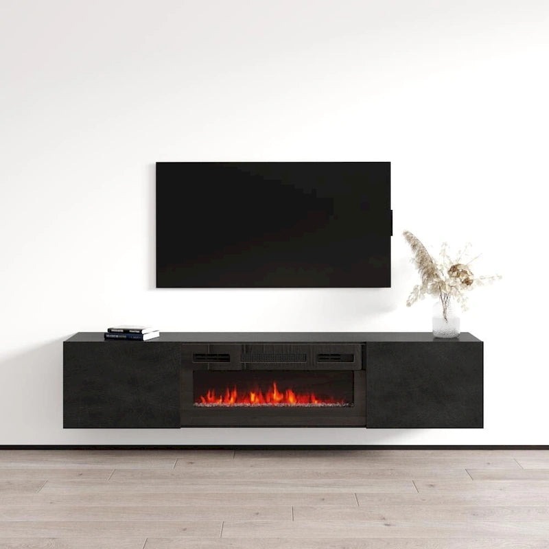 Meuble TV flottant avec cheminée