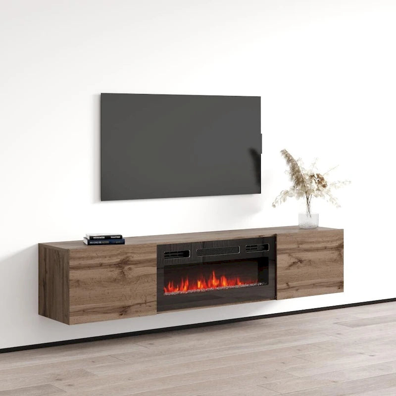 Meuble TV flottant avec cheminée