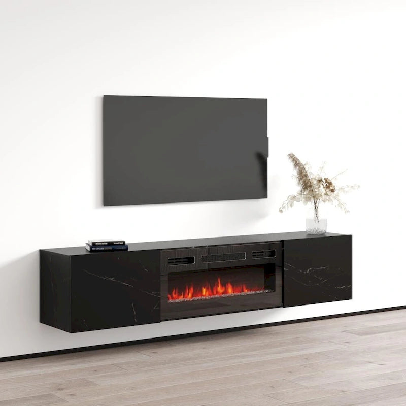 Meuble TV flottant avec cheminée