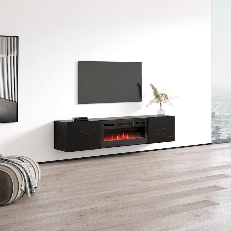 Meuble TV flottant avec cheminée