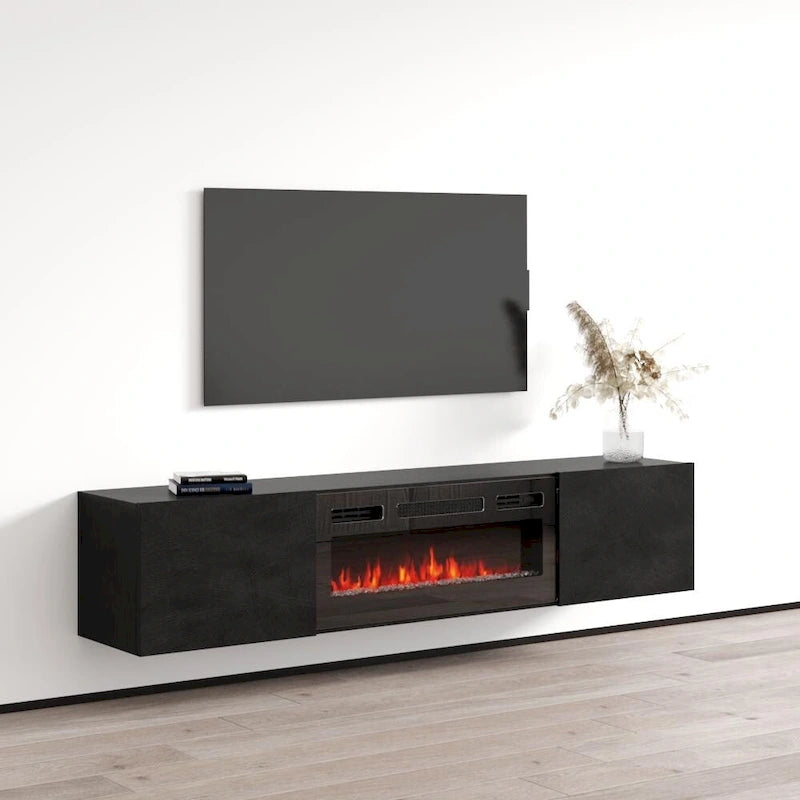 Meuble TV flottant avec cheminée