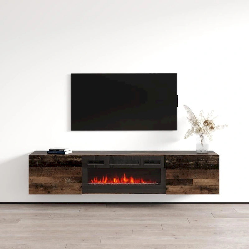 Meuble TV flottant avec cheminée