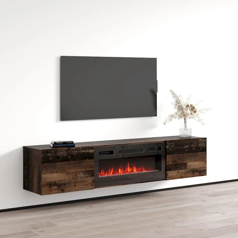 Meuble TV flottant avec cheminée