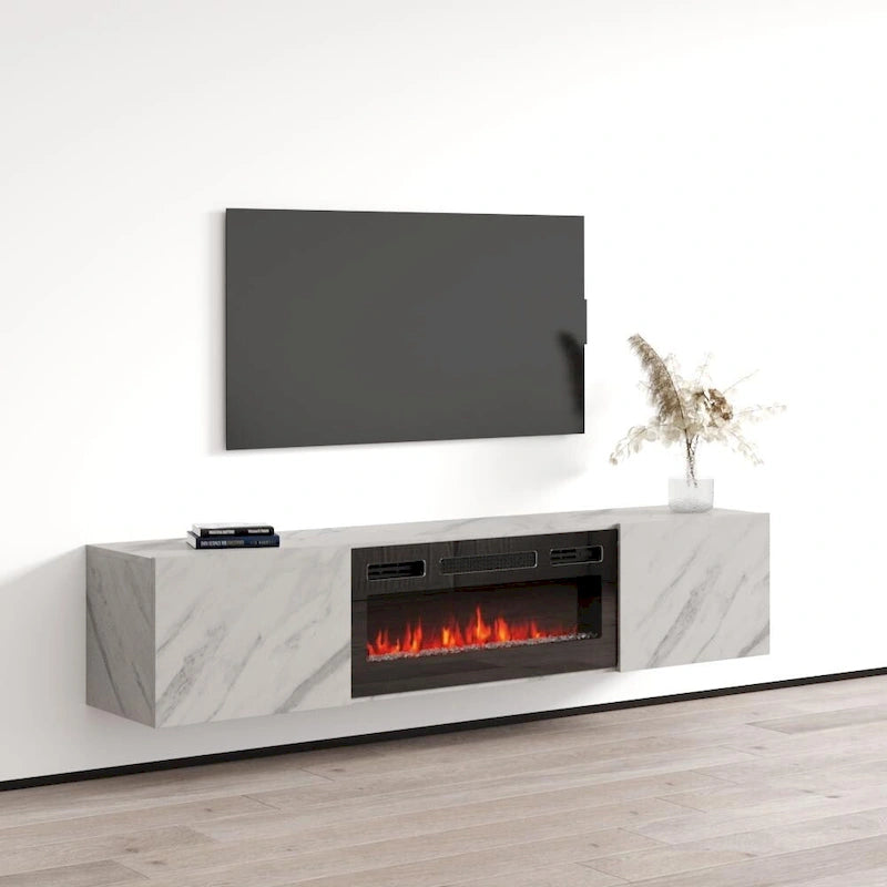 Meuble TV flottant avec cheminée